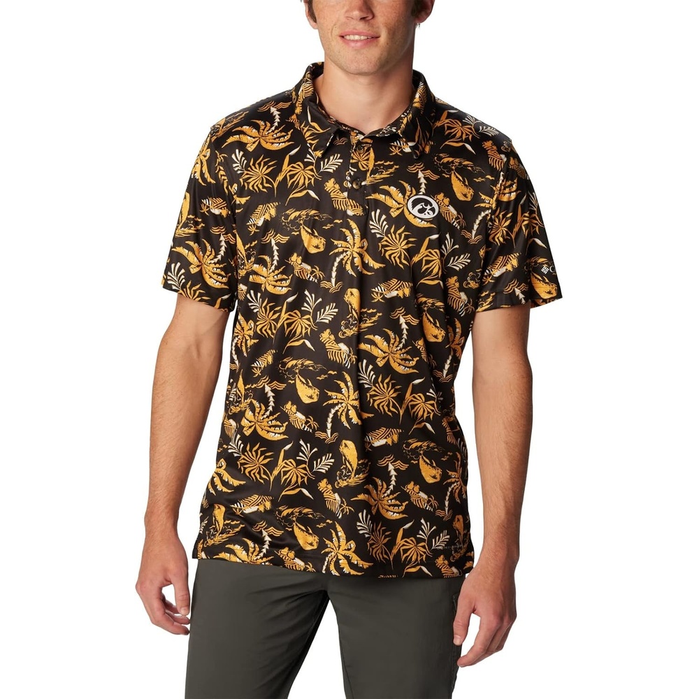 image:imageColumbia Mens Collegiate Super Terminal Tackle PoloIw Black Dorado Isle Print
