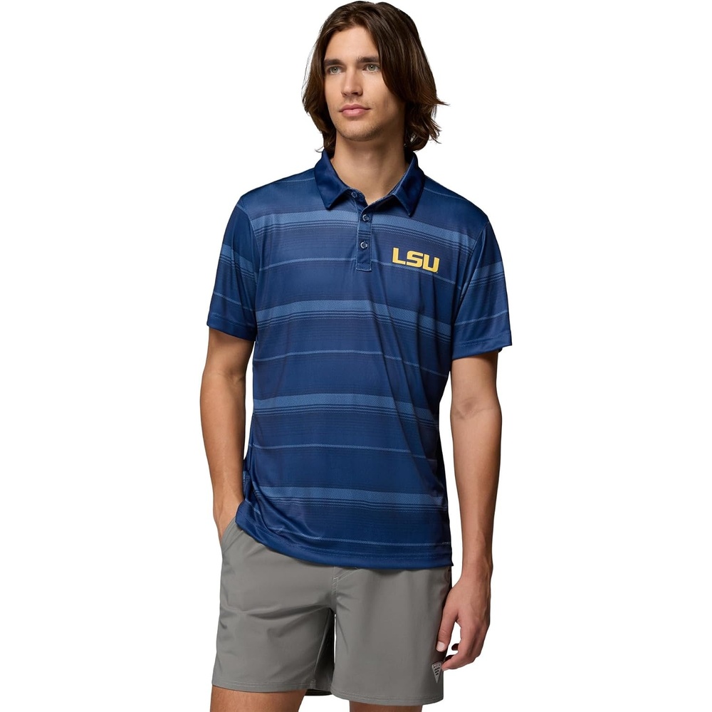 image:imageColumbia Mens Collegiate Super Terminal Tackle PoloLsu Carbon