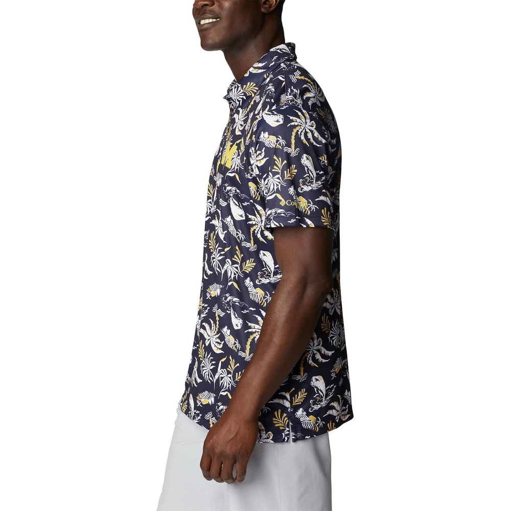 image:imageColumbia Mens Collegiate Super Terminal Tackle PoloUm Collegiate Navy Dorado Isle Print