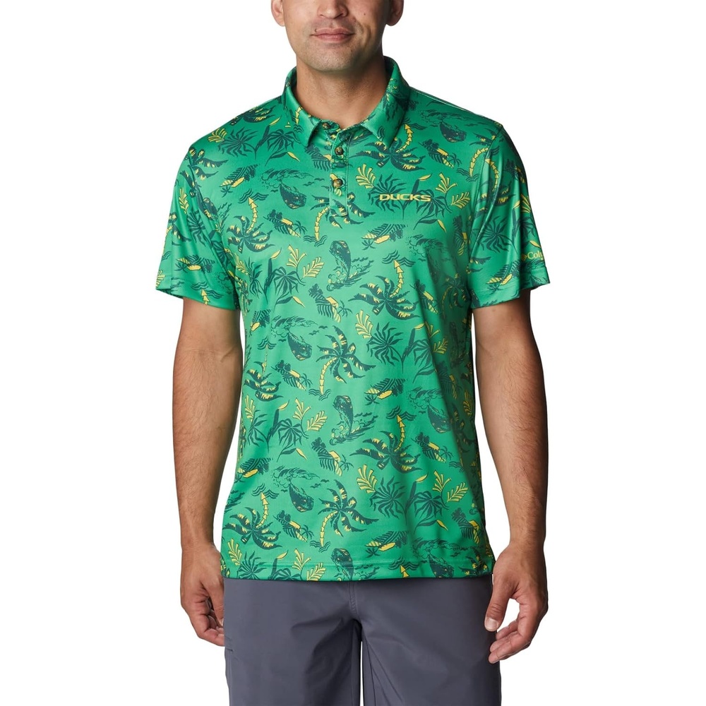 image:imageColumbia Mens Collegiate Super Terminal Tackle PoloUo Fuse Green Dorado Isle Print