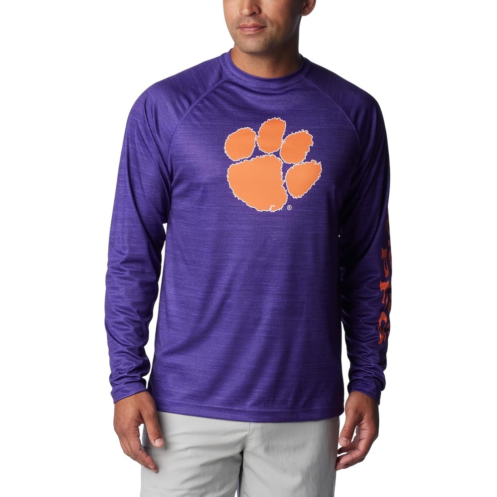 image:imageColumbia Mens Collegiate Terminal Tackle Heather Long Sleeve ShirtCle Vivid Purple Heather
