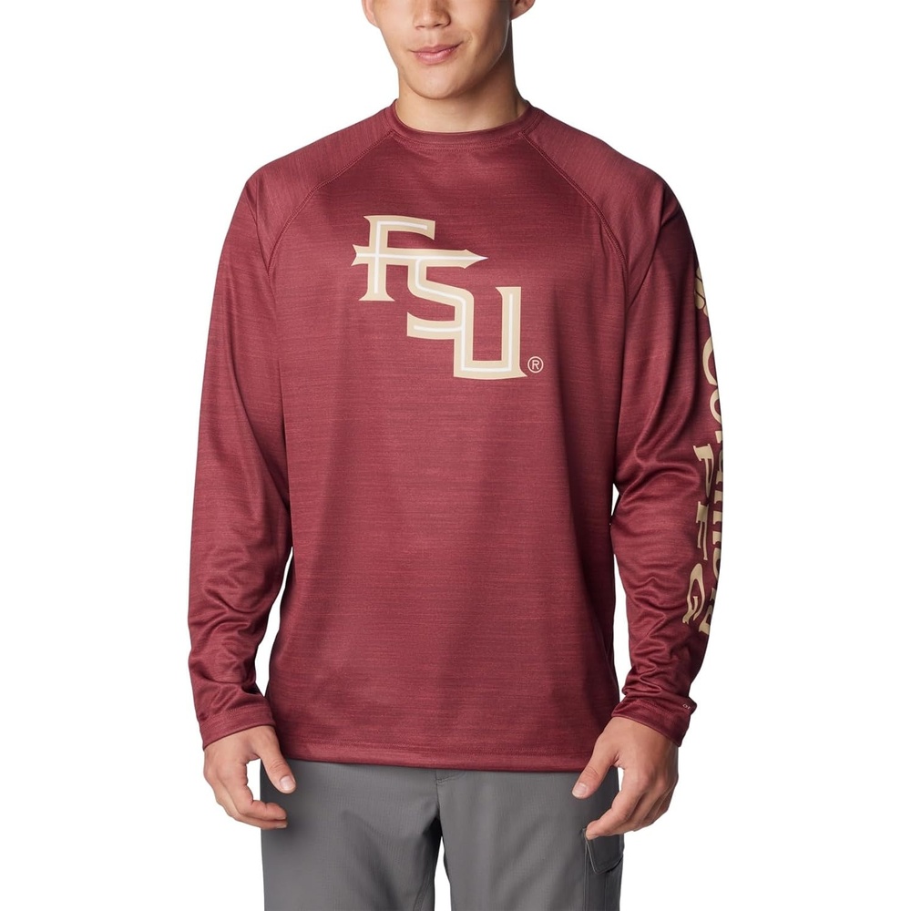 image:imageColumbia Mens Collegiate Terminal Tackle Heather Long Sleeve ShirtFsu Cabernet Heather