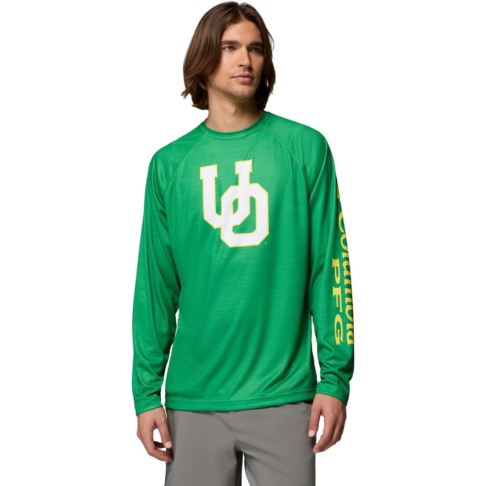 image:imageColumbia Mens Collegiate Terminal Tackle Heather Long Sleeve ShirtUo Fuse Green Heather