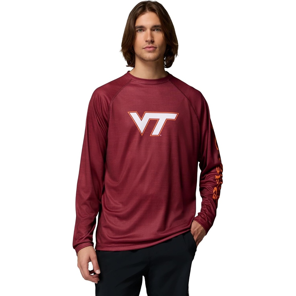 image:imageColumbia Mens Collegiate Terminal Tackle Heather Long Sleeve ShirtVt Deep Maroon Heather