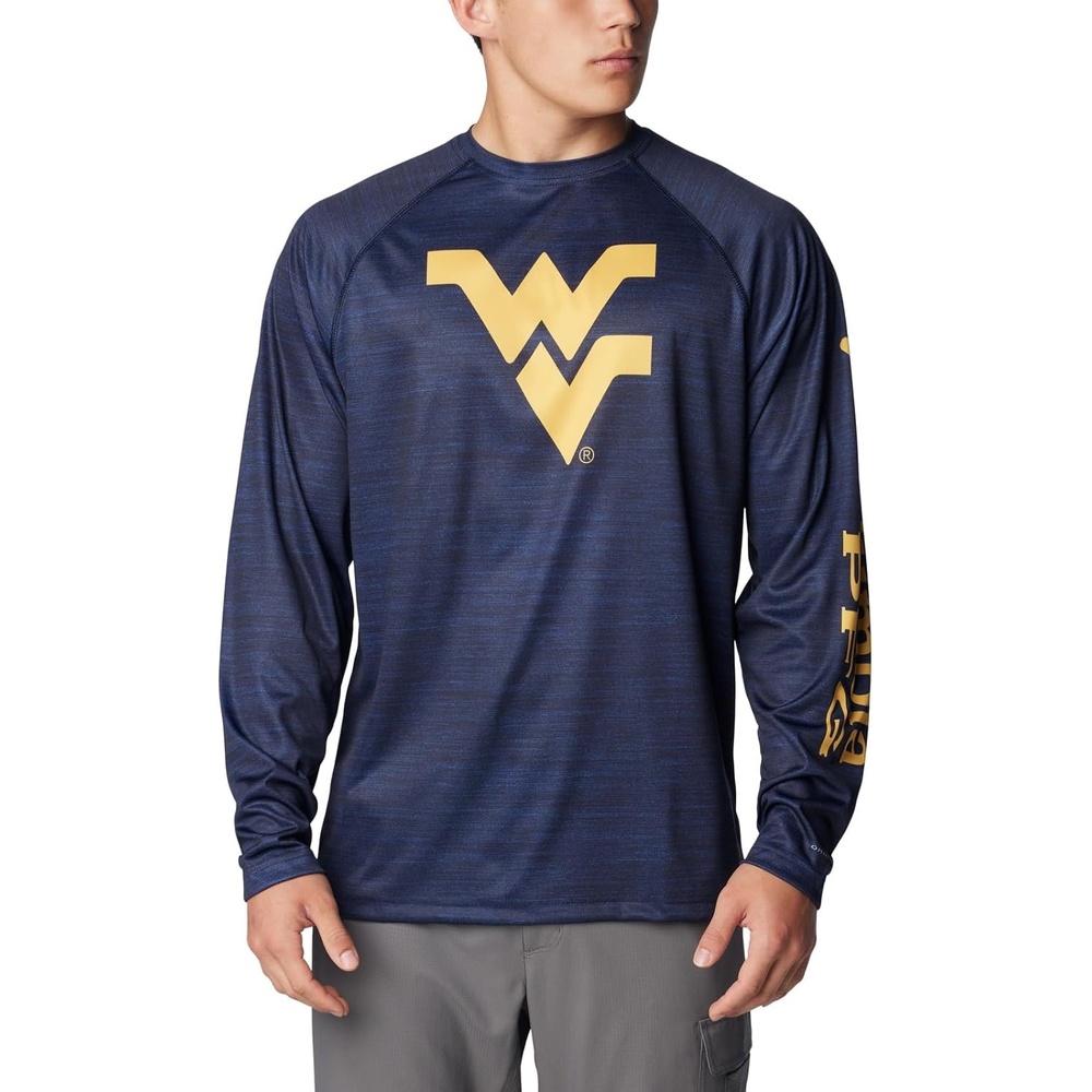 image:imageColumbia Mens Collegiate Terminal Tackle Heather Long Sleeve ShirtWv Collegiate Navy Heather