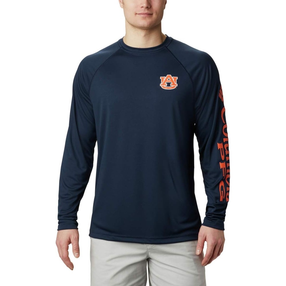 image:imageColumbia Mens Collegiate Terminal Tackle Long Sleeve ShirtAub  Collegiate NavySpark Orange