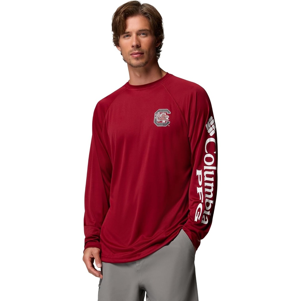 image:imageColumbia Mens Collegiate Terminal Tackle Long Sleeve ShirtSc BeetWhite