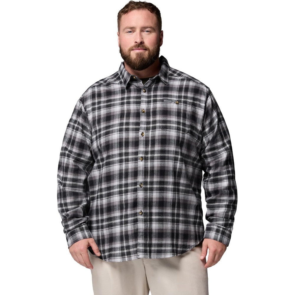 image:imageColumbia Mens Cornell Woods Flannel Long Sleeve ShirtBlack Backland Tartan