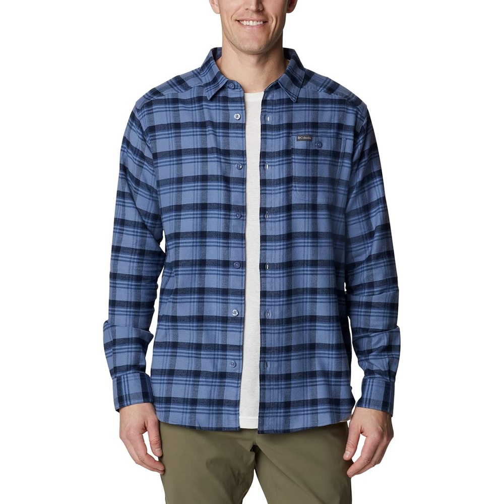 image:imageColumbia Mens Cornell Woods Flannel Long Sleeve ShirtBluestone Med Window Tartan