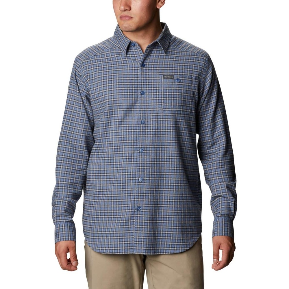 image:imageColumbia Mens Cornell Woods Flannel Long Sleeve ShirtBluestone Plaid