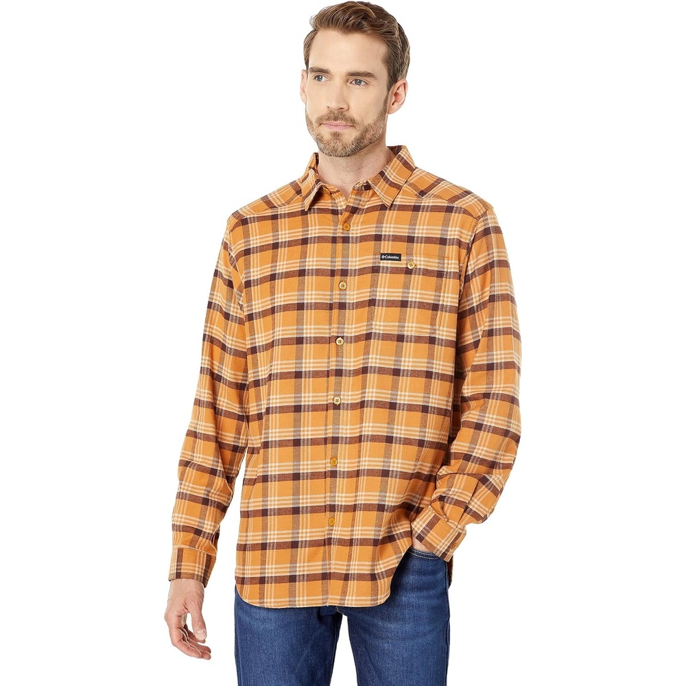 image:imageColumbia Mens Cornell Woods Flannel Long Sleeve ShirtCanyon Gold Med Window Tartan