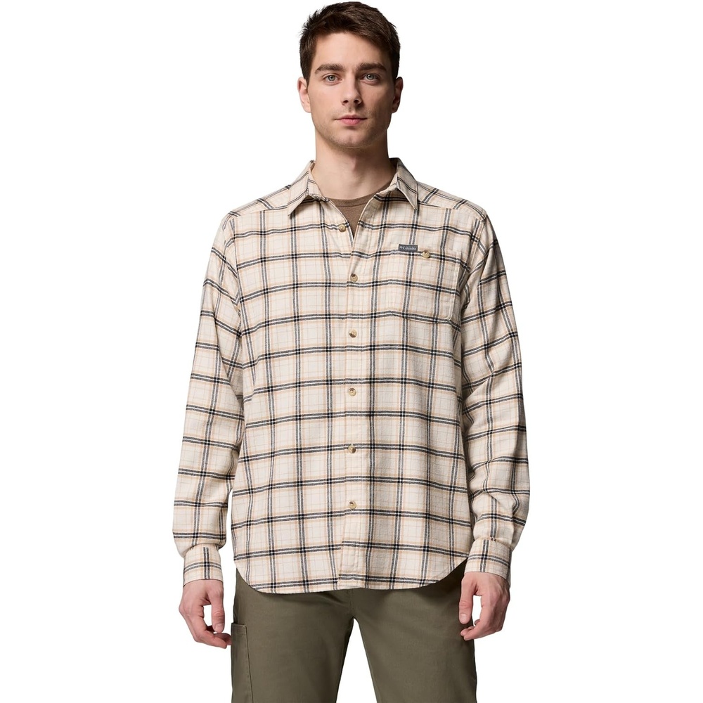 image:imageColumbia Mens Cornell Woods Flannel Long Sleeve ShirtChalk Quad Check