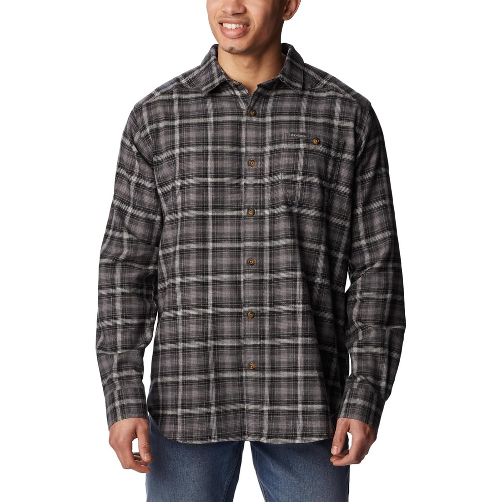 image:imageColumbia Mens Cornell Woods Flannel Long Sleeve ShirtCity Grey Tartan Ombre