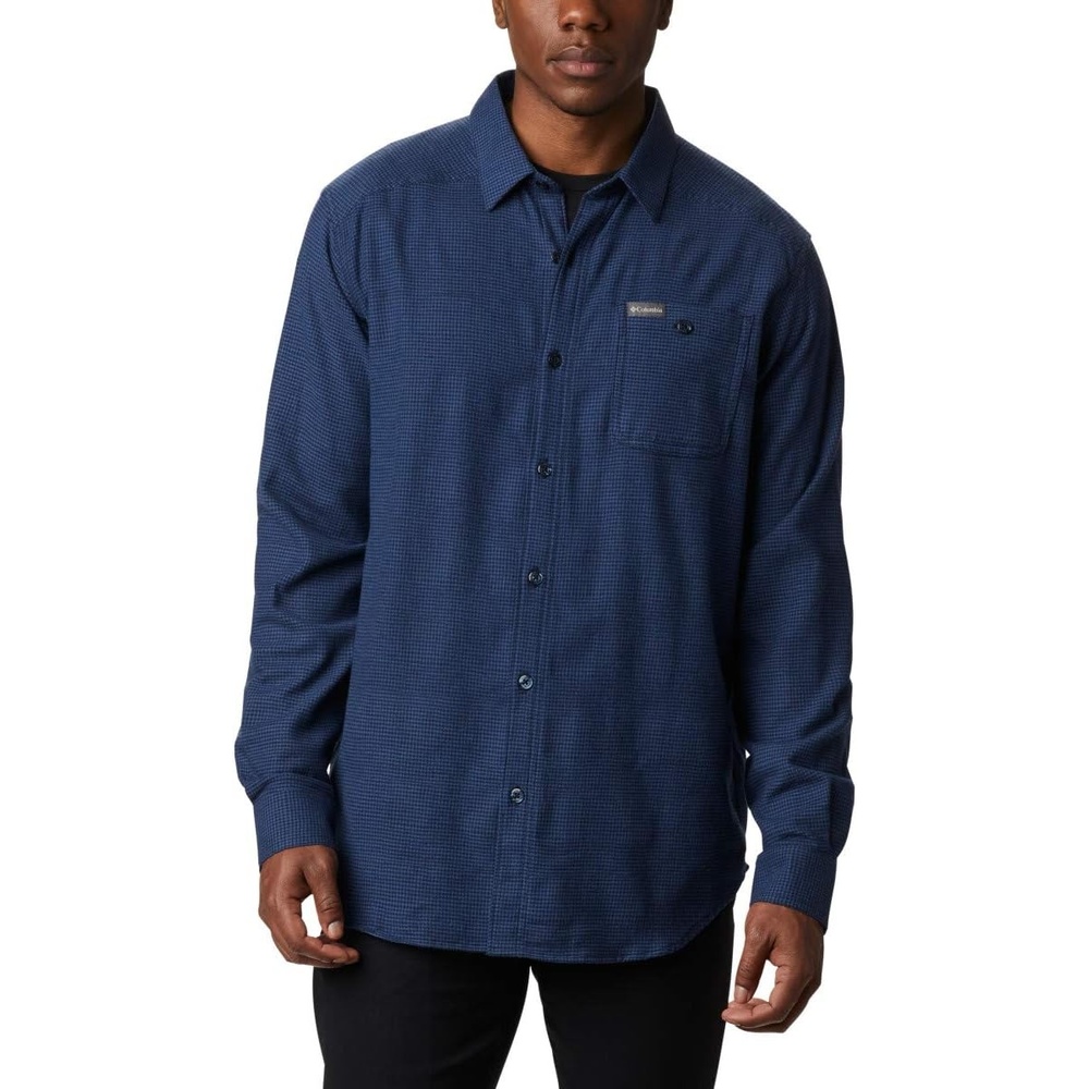 image:imageColumbia Mens Cornell Woods Flannel Long Sleeve ShirtCollegiate Navy Houndstooth