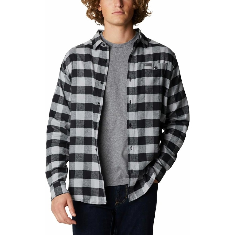 image:imageColumbia Mens Cornell Woods Flannel Long Sleeve ShirtColumbia Grey Buffalo Check