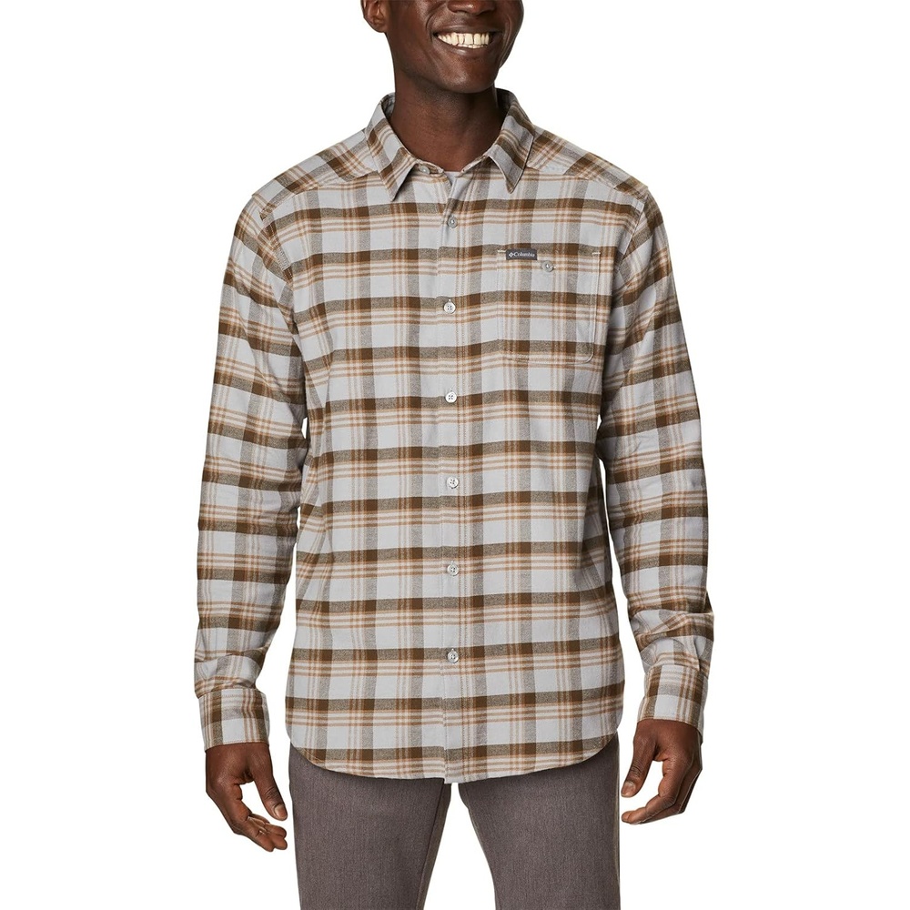 image:imageColumbia Mens Cornell Woods Flannel Long Sleeve ShirtColumbia Grey Med Window Tartan