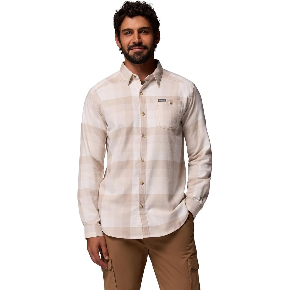 image:imageColumbia Mens Cornell Woods Flannel Long Sleeve ShirtDark Stone Multi Buffalo Check