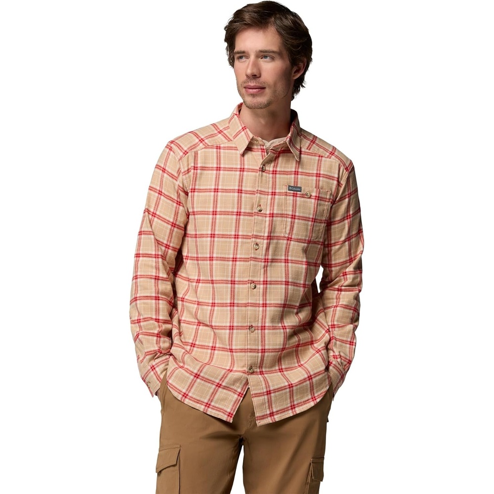 image:imageColumbia Mens Cornell Woods Flannel Long Sleeve ShirtMountain Red Quad Check