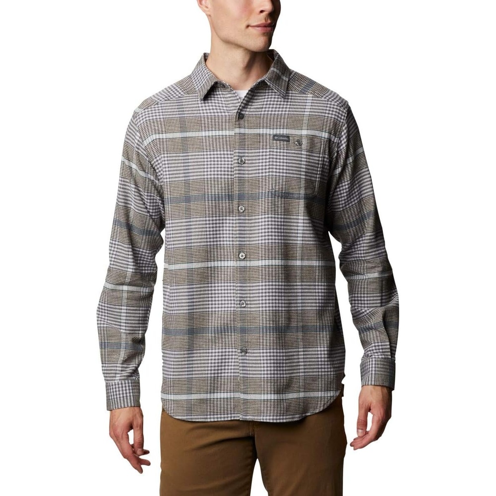 image:imageColumbia Mens Cornell Woods Flannel Long Sleeve ShirtNimbus Grey Ombre Plaid