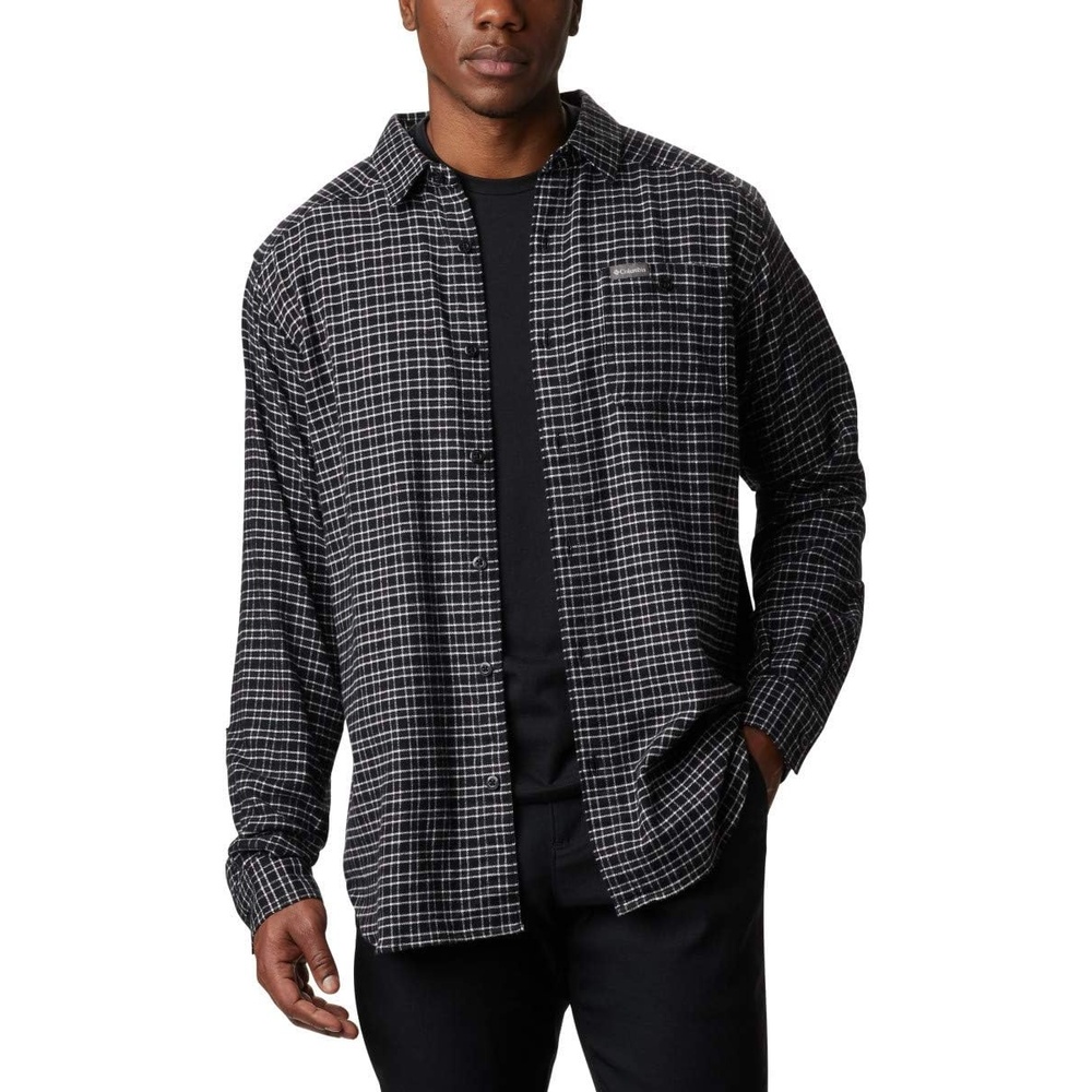 image:imageColumbia Mens Cornell Woods Flannel Long Sleeve ShirtNimbus Grey Plaid