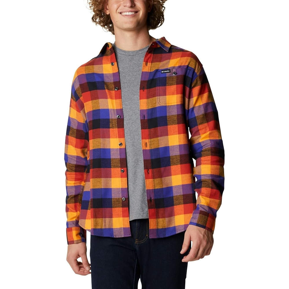 image:imageColumbia Mens Cornell Woods Flannel Long Sleeve ShirtPurple Quartz Multi Buffalo Check