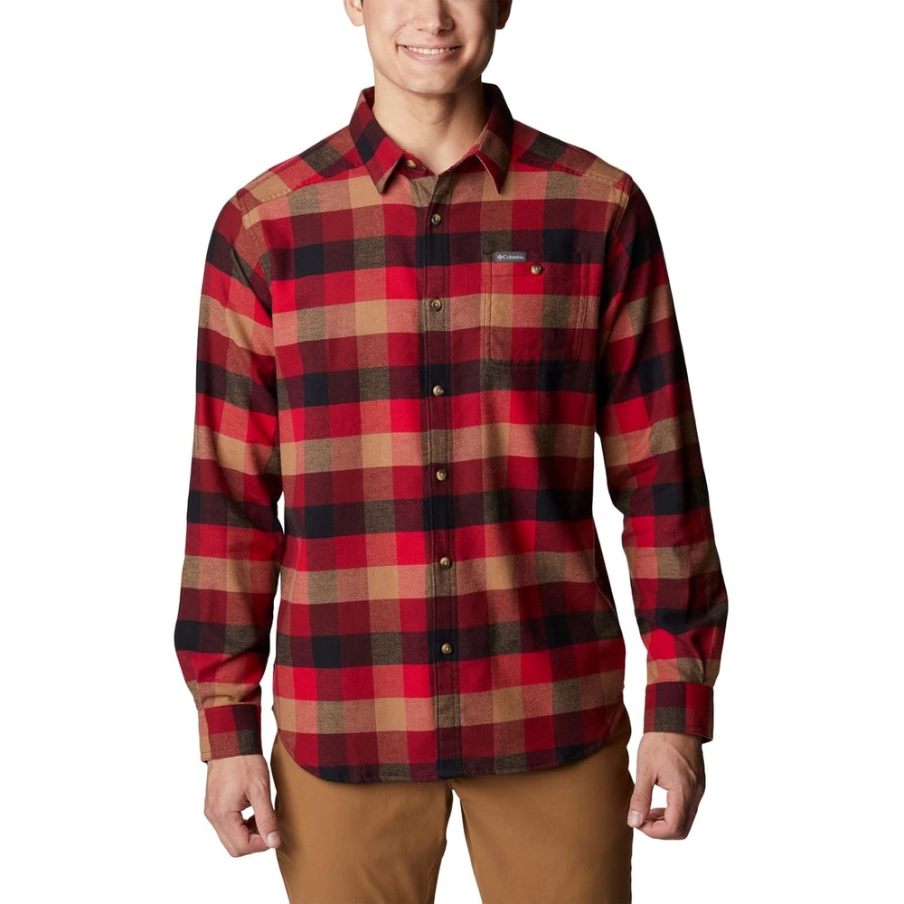 image:imageColumbia Mens Cornell Woods Flannel Long Sleeve ShirtRed Jasper Buffalo Check