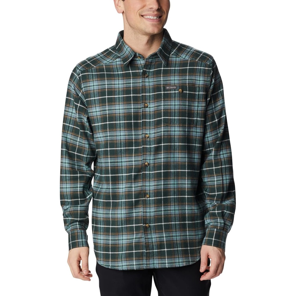 image:imageColumbia Mens Cornell Woods Flannel Long Sleeve ShirtSpruce Multi Tartan
