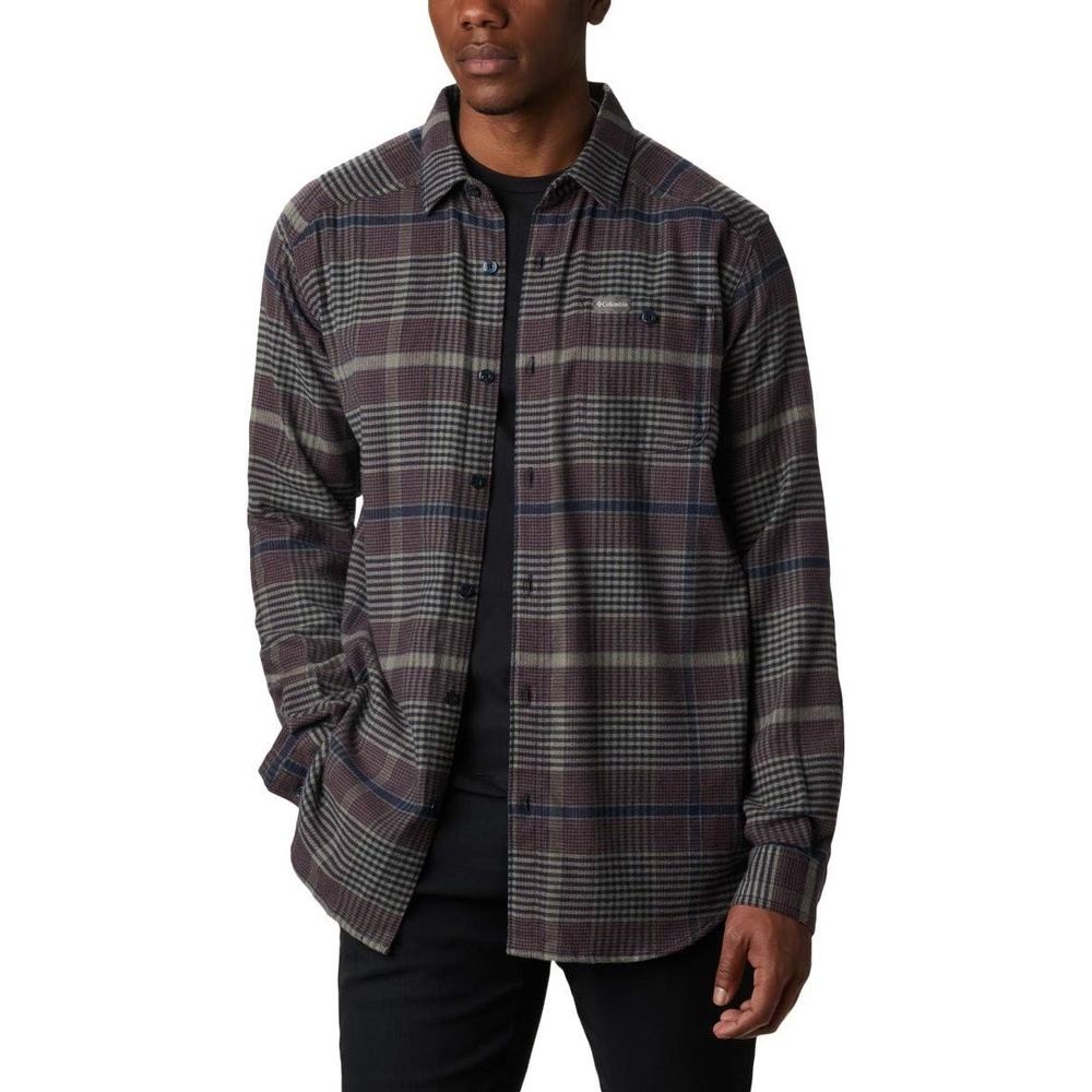 image:imageColumbia Mens Cornell Woods Flannel Long Sleeve ShirtStone Green Ombre Plaid