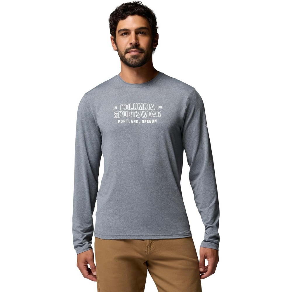 image:imageColumbia Mens Parsons Point Long Sleeve Graphic TeeCity Grey Heather Blocky Brand