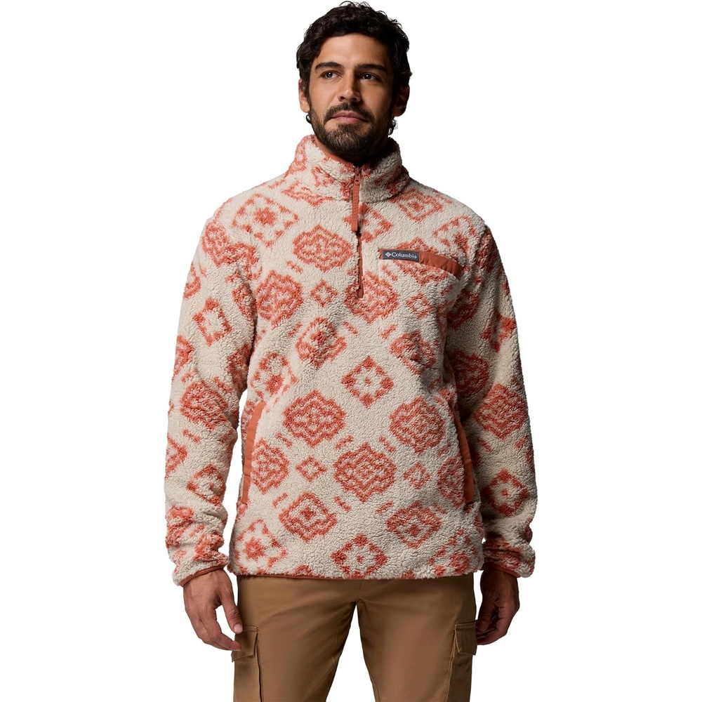 image:imageColumbia Mens Rugged Ridge High Pile Half ZipDark Stone Checked OutTeak Brown