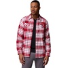 Columbia Men’s Collegiate Flare Gun Flannel Long Sleeve Shirt(Neb – Bright Red Tartan)