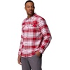 Columbia Men’s Collegiate Flare Gun Flannel Long Sleeve Shirt(Neb – Bright Red Tartan)
