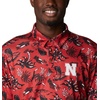 Columbia Men’s Collegiate Super Terminal Tackle Polo(Neb – Bright Red Dorado Isle Print)