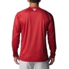 Columbia Men’s Collegiate Terminal Tackle Heather Long Sleeve Shirt(Ark – Red Velvet Heather)