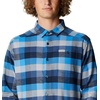 Columbia Men’s Cornell Woods Flannel Long Sleeve Shirt(Azure Blue Multi Buffalo Check)