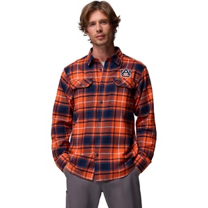 Columbia Men’s Collegiate Flare Gun Flannel Long Sleeve Shirt(Aub – Spark Orange Tartan)