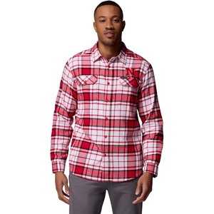 Columbia Men’s Collegiate Flare Gun Flannel Long Sleeve Shirt(Neb – Bright Red Tartan)