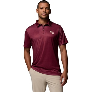 Columbia Men’s Collegiate Super Terminal Tackle Polo(Fsu – Cabernet Patchwork Palms)