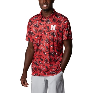 Columbia Men’s Collegiate Super Terminal Tackle Polo(Neb – Bright Red Dorado Isle Print)