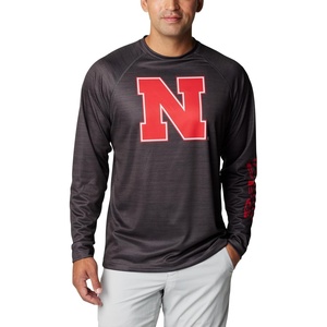 Columbia Men’s Collegiate Terminal Tackle Heather Long Sleeve Shirt(Neb – Shark Heather)