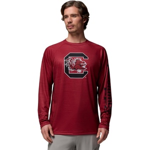 Columbia Men’s Collegiate Terminal Tackle Heather Long Sleeve Shirt(Sc – Beet Heather)