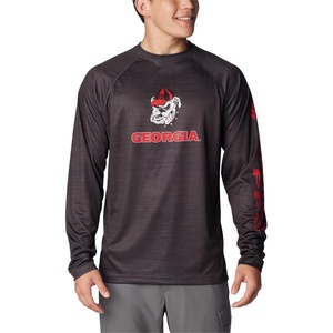 Columbia Men’s Collegiate Terminal Tackle Heather Long Sleeve Shirt(Uga – Shark Heather)