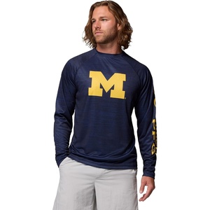 Columbia Men’s Collegiate Terminal Tackle Heather Long Sleeve Shirt(Um – Collegiate Navy Heather)