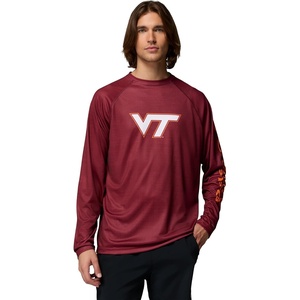 Columbia Men’s Collegiate Terminal Tackle Heather Long Sleeve Shirt(Vt – Deep Maroon Heather)