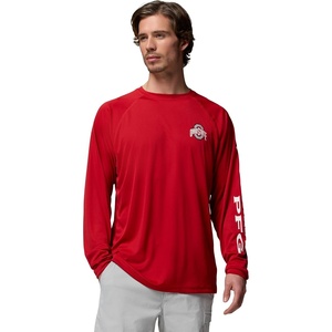 Columbia Men’s Collegiate Terminal Tackle Long Sleeve Shirt(Os – Intense Red/White)