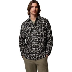 Columbia Men’s Cornell Woods Flannel Long Sleeve Shirt(Black Geostripe Tonal)