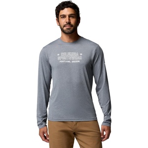 Columbia Men’s Parsons Point Long Sleeve Graphic Tee(City Grey Heather Blocky Brand)