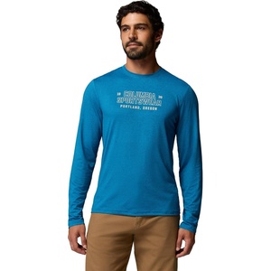 Columbia Men’s Parsons Point Long Sleeve Graphic Tee(Phoenix Blue Heather Blocky Brand)