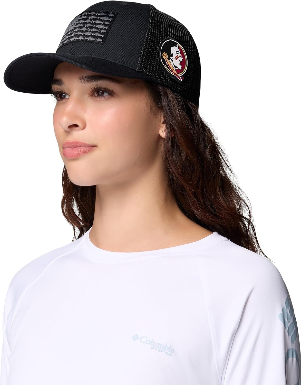 image:imageColumbia Unisex Collegiate PFG Mesh Fish Flag Ball CapFsu Black