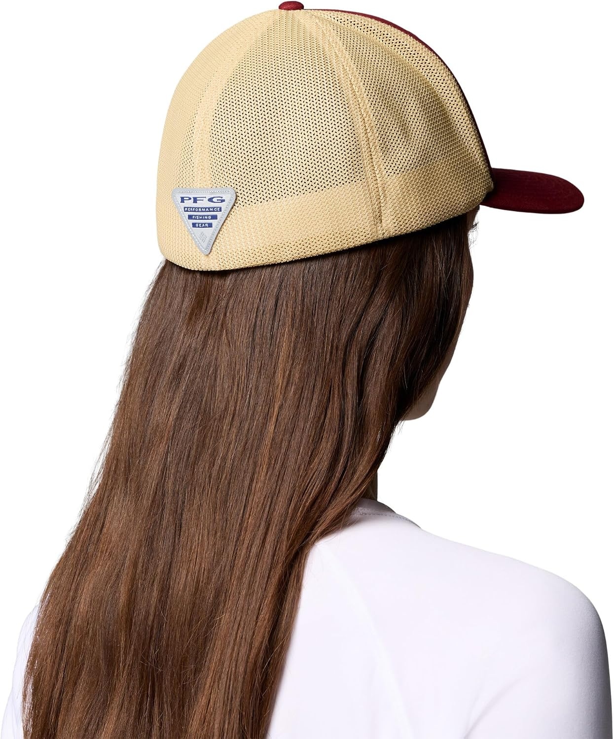 image:imageColumbia Unisex Collegiate PFG Mesh Fish Flag Ball CapFsu CabernetSierra Tan